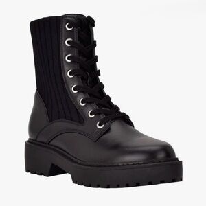 Calvin Klein Women’s Samica Lace-Up Quilted Lug Sole Combat Booties, size 8
